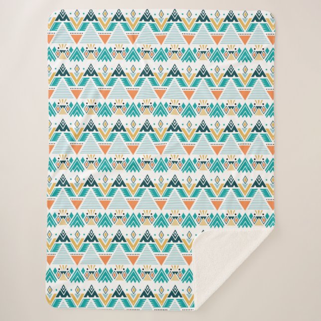 Aztec Tribal Pattern Sherpa Blanket (Front)