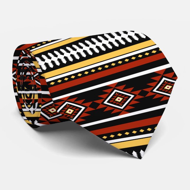Aztec Tribal Pattern Tie (Rolled)