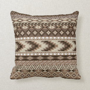 Aztec Tribal Print Neutral Browns Beige Taupe Cushion