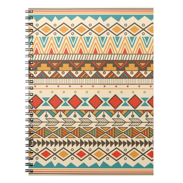 Aztec Tribal Striped Vintage Illustration Notebook (Front)