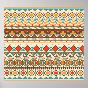 Aztec Tribal Striped Vintage Illustration Poster