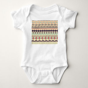Aztec Tribal Stripes: Vintage Illustration Baby Bodysuit