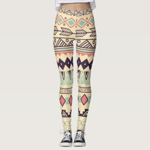 Aztec Tribal Stripes: Vintage Illustration Leggings