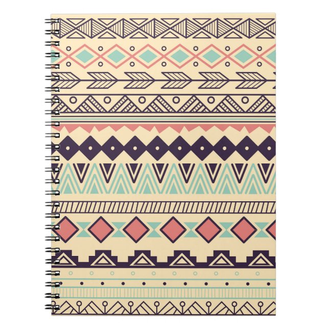 Aztec Tribal Stripes: Vintage Illustration Notebook (Front)