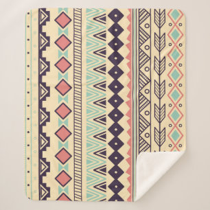 Aztec Tribal Stripes: Vintage Illustration Sherpa Blanket