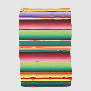 Aztec Tribal Traditional Textile Colourful Linear  Golf Towel