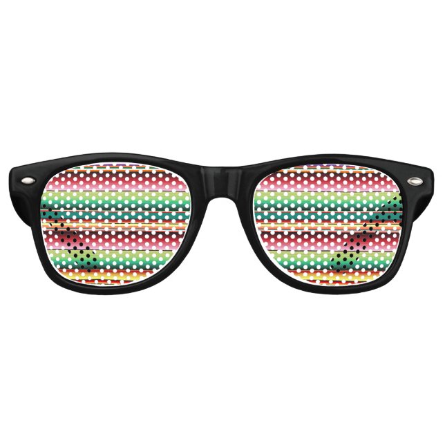 Aztec Tribal Traditional Textile Colourful Linear  Retro Sunglasses (Front)