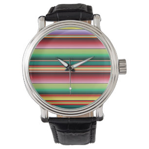 Aztec Tribal Traditional Textile Colourful Linear Watch