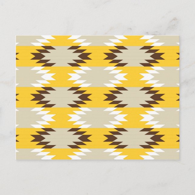 Aztec Tribal Yellow Brown Native American Designs Postcard (Front)