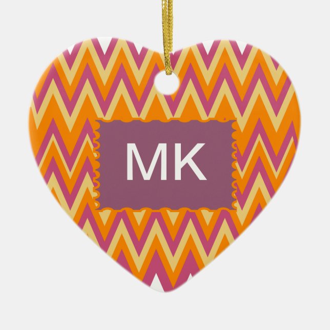 Aztec Tribal ZigZag Ceramic Tree Decoration (Front)