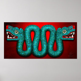 Aztec Turquoise Mosaic Serpent Poster