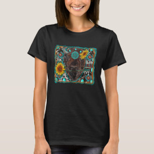 Aztec Turquoise Sunflower bison Western Rodeo Boho T-Shirt