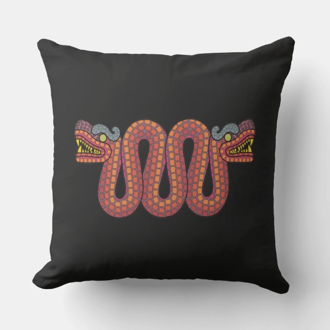 Aztec two headed snake cushion (Front)