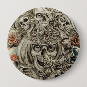 aztec war 10 cm round badge
