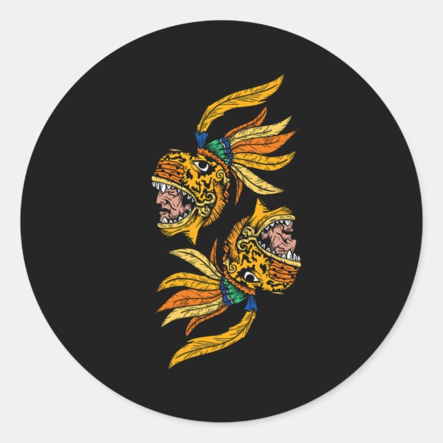 Aztec Warior Jaguar Maya Inca Culture Civilisation Classic Round Sticker (Front)