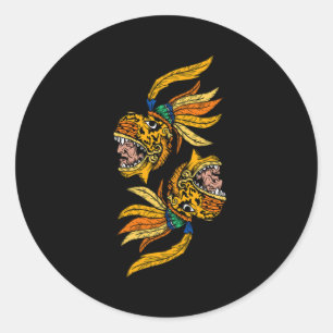 Aztec Warior Jaguar Maya Inca Culture Civilization Classic Round Sticker