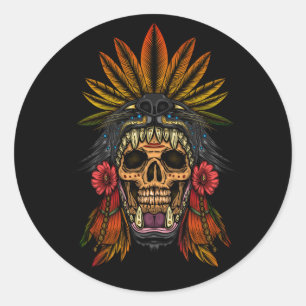 Aztec Warrior Classic Round Sticker