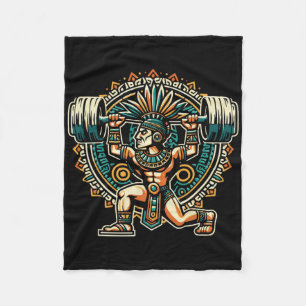 Aztec Warrior Gym Weightlifting Bodybuilding Worko Fleece Blanket