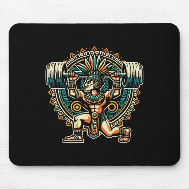 Aztec Warrior Gym Weightlifting Bodybuilding Worko Mouse Pad (Front)