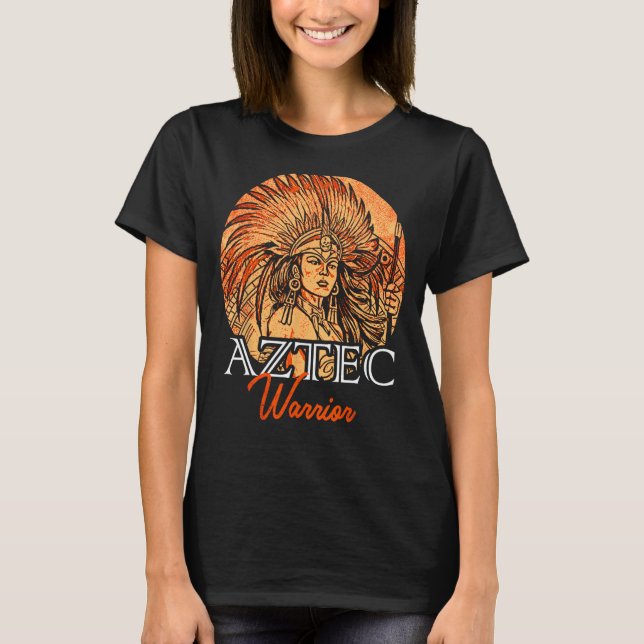 Aztec Warrior King Mexican Native Art Mayans T-Shirt (Front)
