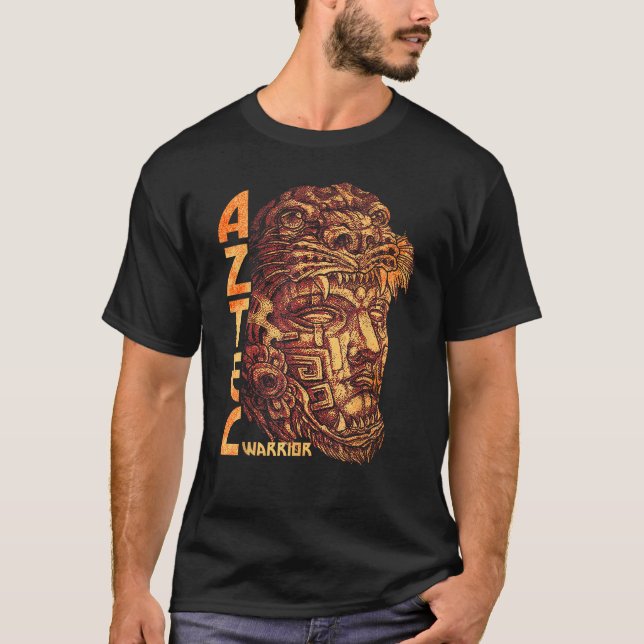 Aztec Warrior King Mexican Native Art Mayans T-Shirt (Front)