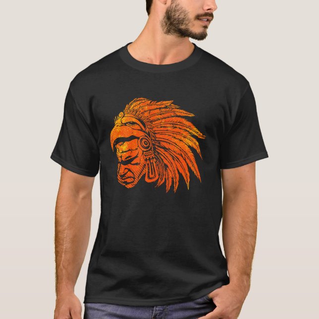 Aztec Warrior King Mexico Native Aztec Mayas  4 T-Shirt (Front)