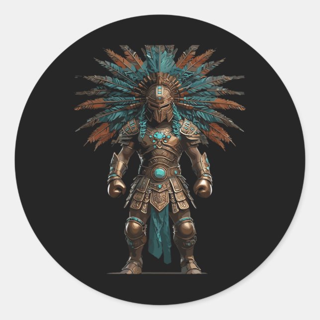 Aztec Warrior Mexican Boxing Pride  Classic Round Sticker (Front)
