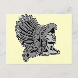 aztec warrior postcard