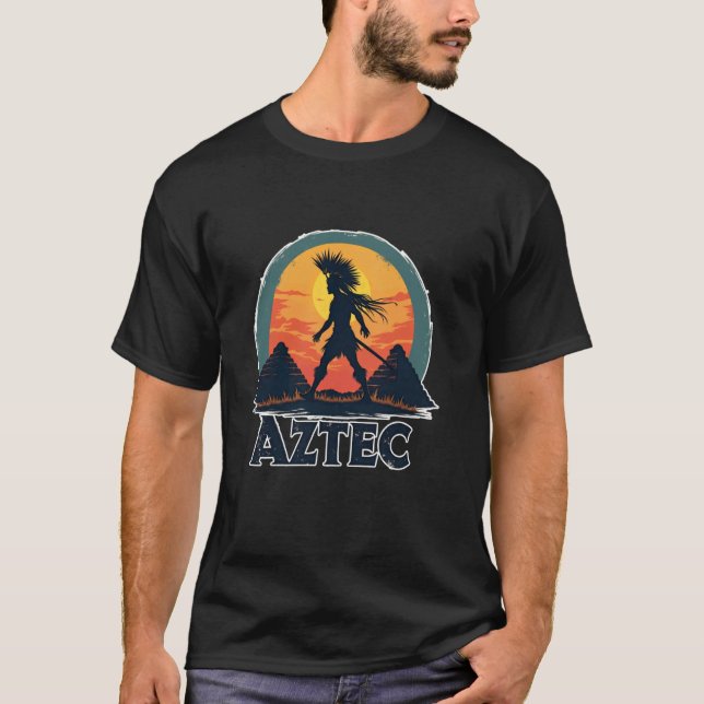 Aztec Warrior Pyramid Sun T-Shirt (Front)