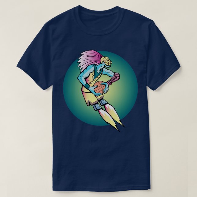Aztec warrior rocket basketball player T-Shirt (Design Front)