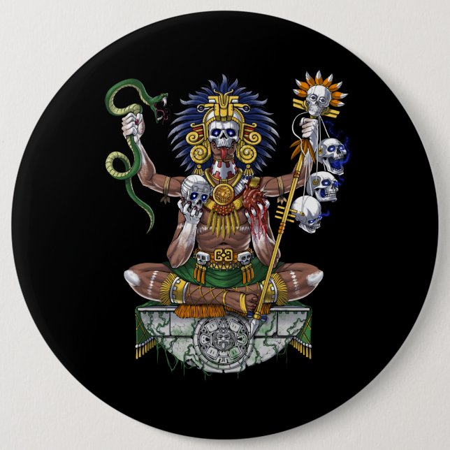 Aztec Warrior Shaman 6 Cm Round Badge (Front)