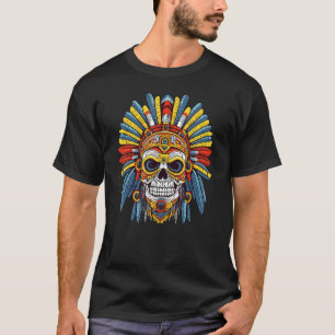Aztec Warrior Skull Colourful Mesoamerican Mayan I T-Shirt