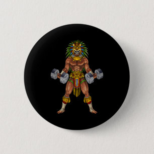 Aztec Warrior Weightlifting 6 Cm Round Badge