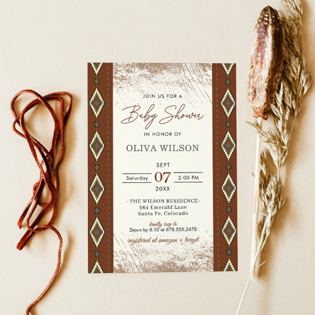 Aztec Western Baby Shower Invite, Rustic Boho Invitation (Creator Uploaded)