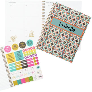Aztec Western Tribal Teal Peach Planner