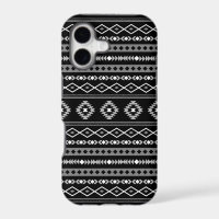 Aztec White Grey Black Mixed Motifs Pattern