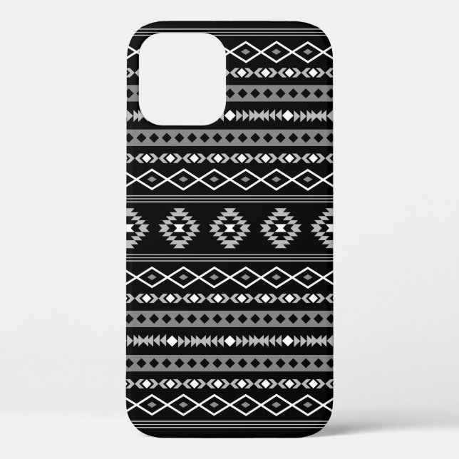 Aztec White Grey Black Mixed Motifs Pattern Case-Mate iPhone Case (Back)