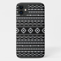 Aztec White Grey Black Mixed Motifs Pattern