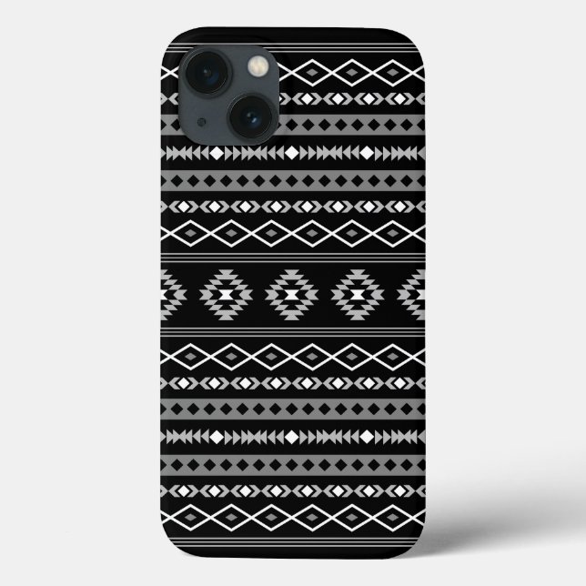 Aztec White Grey Black Mixed Motifs Pattern Case-Mate iPhone Case (Back)