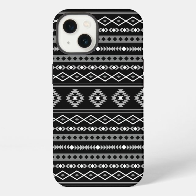 Aztec White Grey Black Mixed Motifs Pattern iPhone Case (Back)
