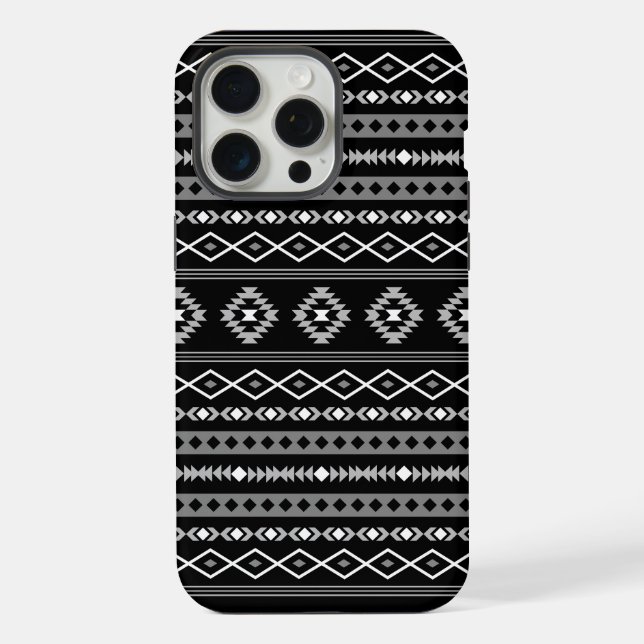 Aztec White Grey Black Mixed Motifs Pattern iPhone Case (Back)