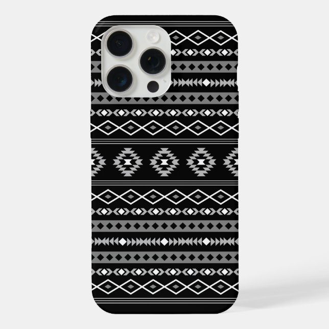 Aztec White Grey Black Mixed Motifs Pattern iPhone Case (Back)