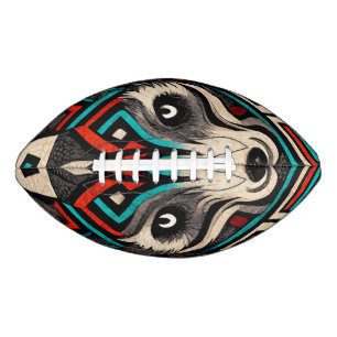 Aztec Wolf Face Football
