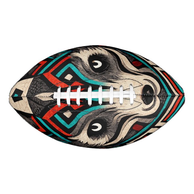 Aztec Wolf Face Football (Front)