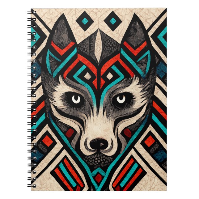 Aztec Wolf Face Notebook (Front)