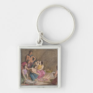Aztec women making maize bread, Mexico, from 'Le C Key Ring