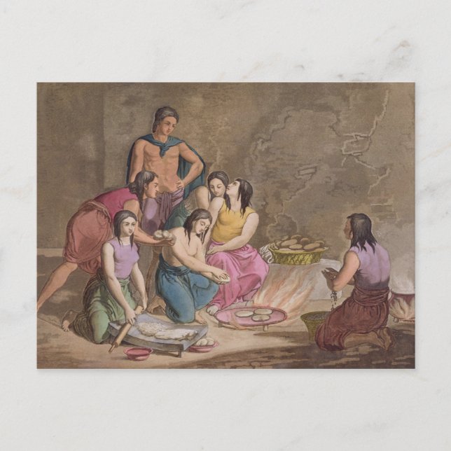 Aztec women making maize bread, Mexico, from 'Le C Postcard (Front)