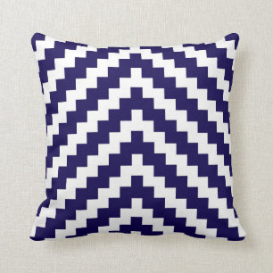 Aztec Zigzag in Cobalt Blue and White Cushion