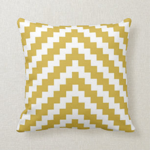 Aztec Zigzag in Mustard Yellow and White Cushion