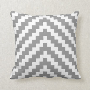 Aztec Zigzag Pattern in Grey and White Cushion